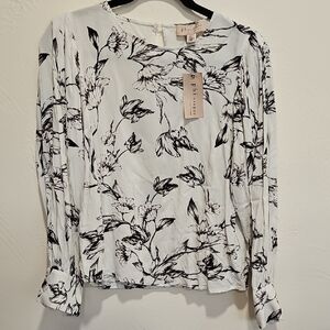 Philosophy Women's Black and White Floral Top